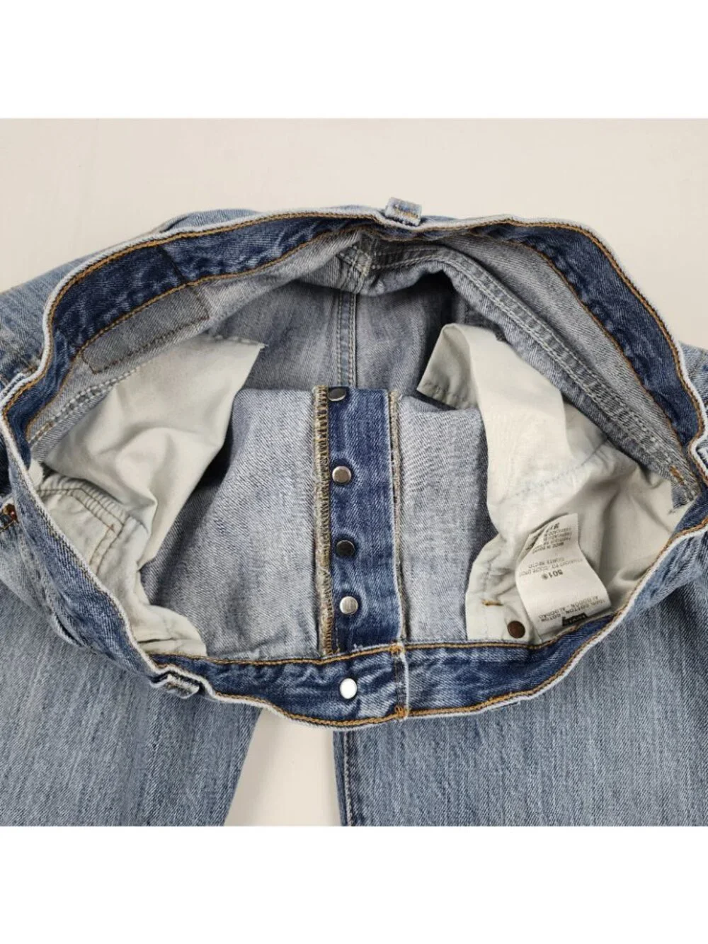 LEVIS 501 Jeans Mens 36x34 Red Tab Button Fly Blue Straight Leg
